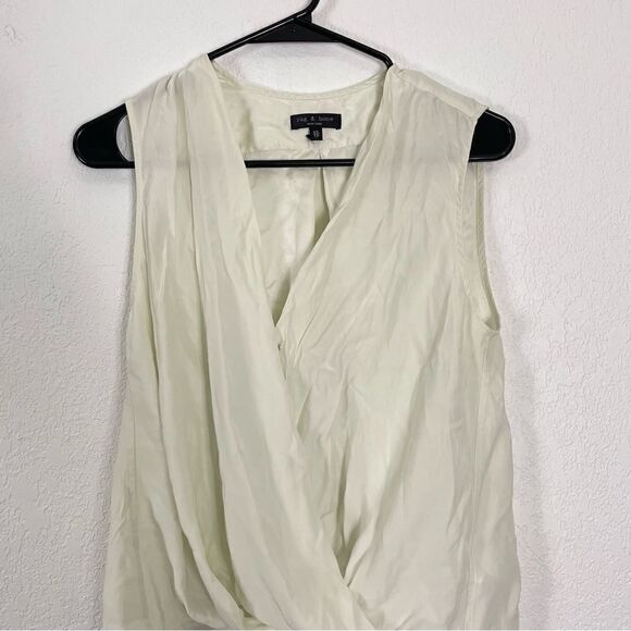Rag & Bone Ivory White 100% Silk V Neck Sleeveless Blouse Tank Top - Picture 3 of 6